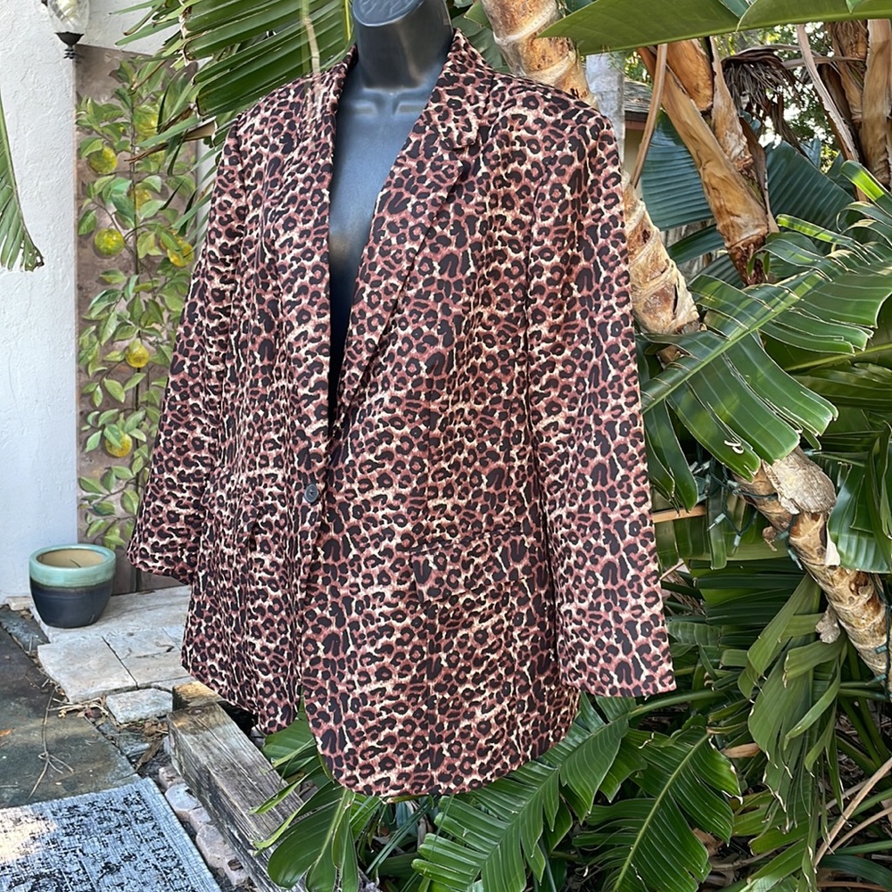 Leopard Print Single Button Blazer - image 2